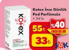 KOTEX İNCE GÜNLÜK PED PARFÜMSÜZ 34'LÜ KOTEX İNCE GÜNLÜK PED PARFÜMSÜZ 34'LÜ